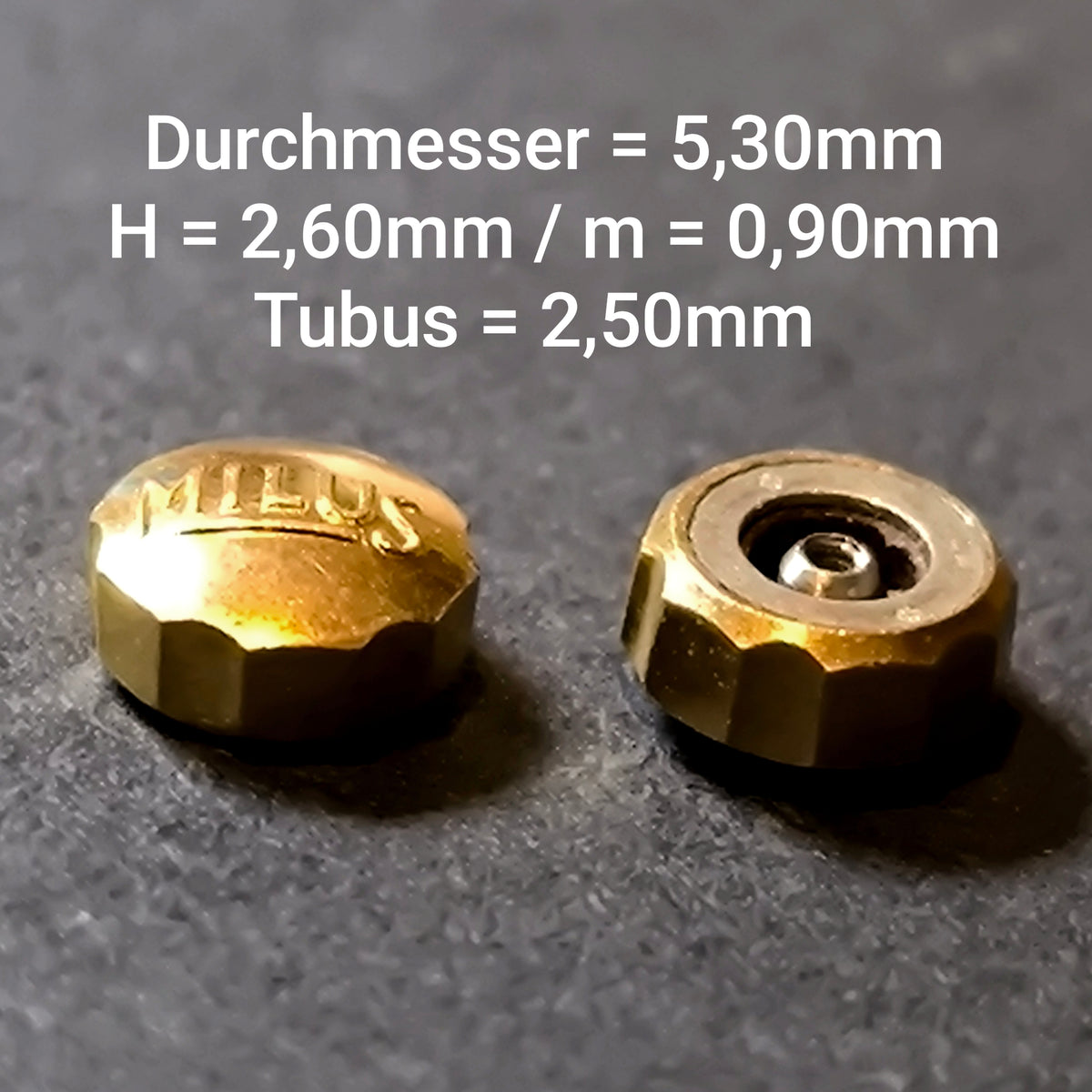 MILUS - KRONE / Crown  - NOS - Vintage - Dbl gelbgolden - Durchmesser 5,3mm