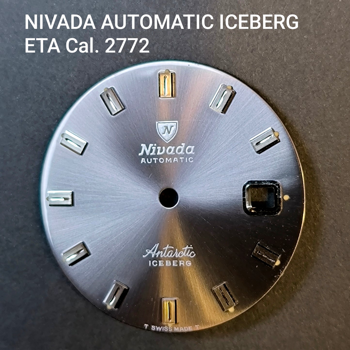 NIVADA AUTOMATIC Antarctic Iceberg - ZIFFERBLATT / DIAL - ETA Cal. 2772 - in schwarz/grau - NOS - Vintage