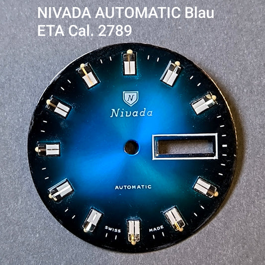 NIVADA AUTOMATIC - ZIFFERBLATT / DIAL - ETA Cal. 2789 - Blauer Verlauf ins Dunkle- NOS - Vintage
