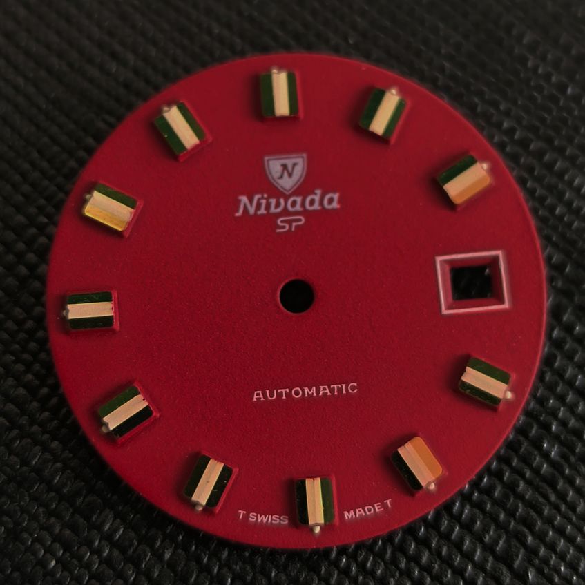 NIVADA SP AUTOMATIC - ZIFFERBLATT / DIAL - ETA Cal. 2772 - in Dunkelrot - NOS - Vintage
