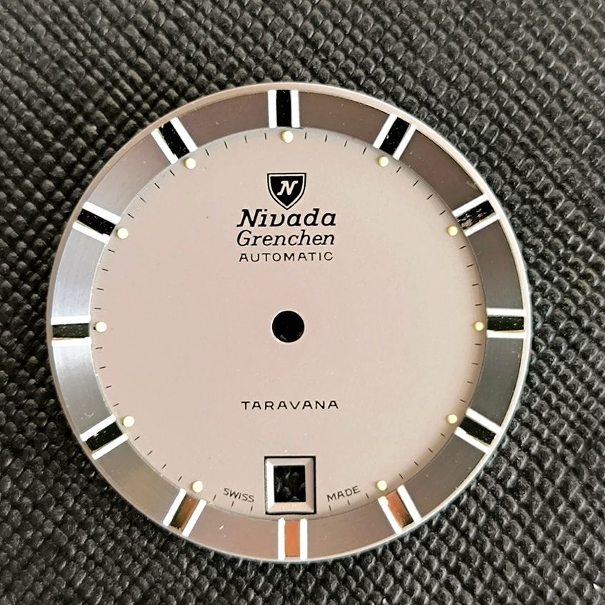 NIVADA Grenchen TARAVANA - ZIFFERBLATT / DIAL - ETA Cal. 2772 - in Grau - NOS - Vintage