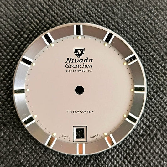 NIVADA Grenchen TARAVANA - ZIFFERBLATT / DIAL - ETA Cal. 2772 - in Grau - NOS - Vintage