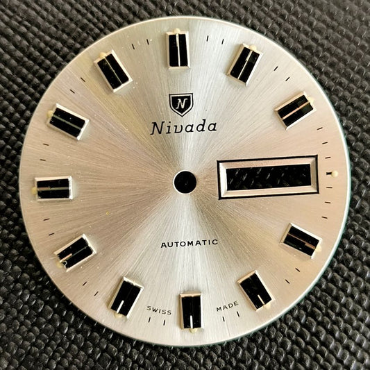 NIVADA AUTOMATIC - ZIFFERBLATT / DIAL - ETA Cal. 2789 - in Grau - NOS - Vintage