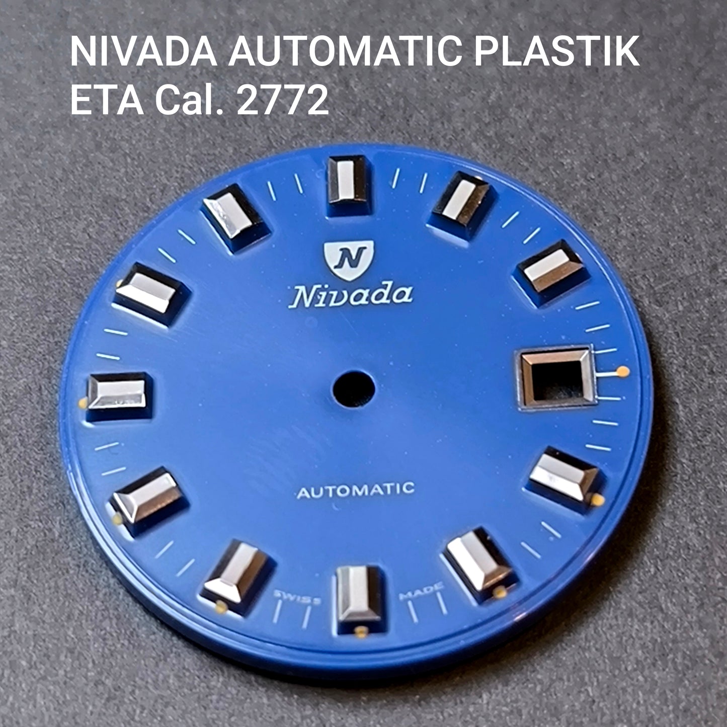 NIVADA AUTOMATIC - ZIFFERBLATT / DIAL - ETA Cal. 2772 - in Kunststoff Blau - NOS - Vintage