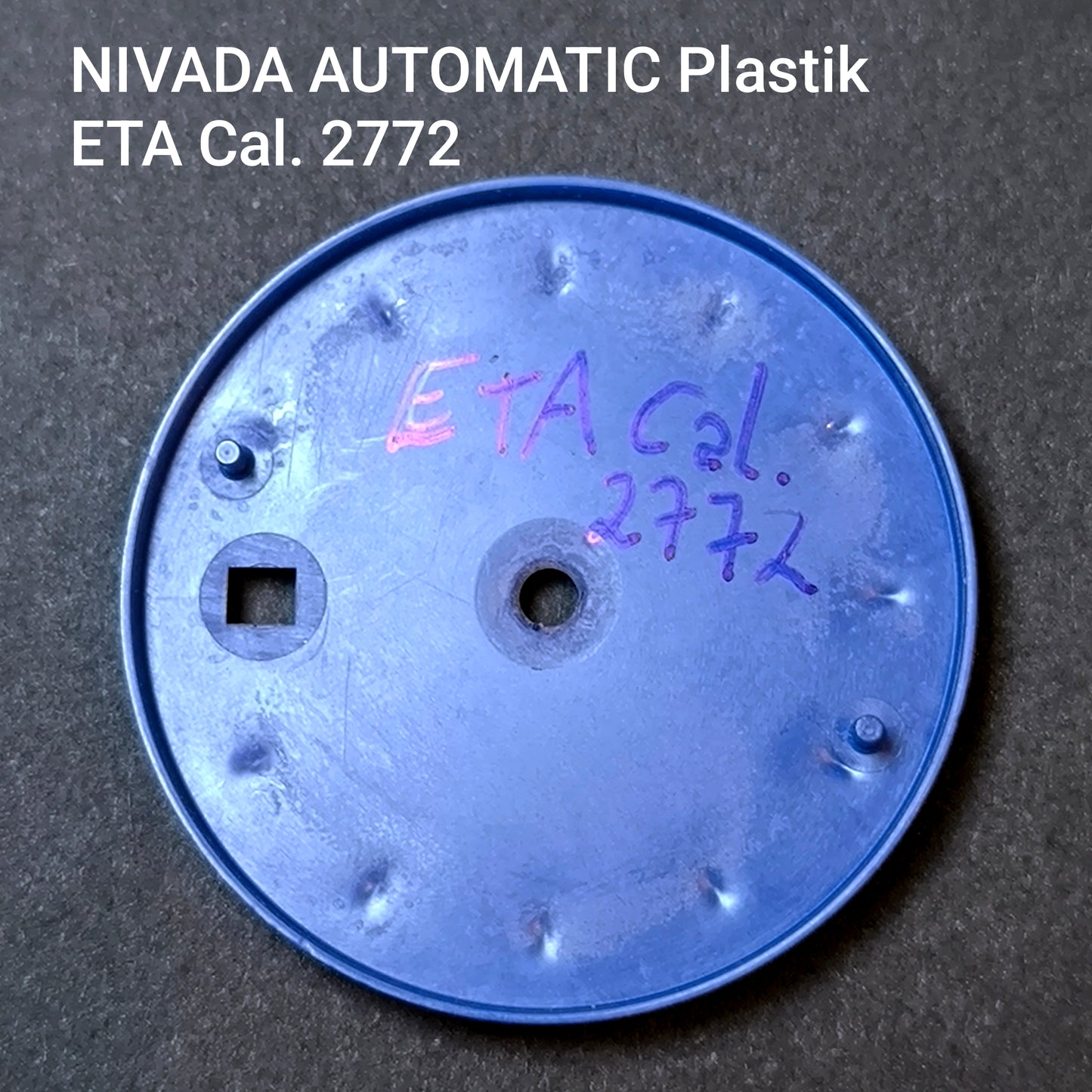 NIVADA AUTOMATIC - ZIFFERBLATT / DIAL - ETA Cal. 2772 - in Kunststoff Blau - NOS - Vintage