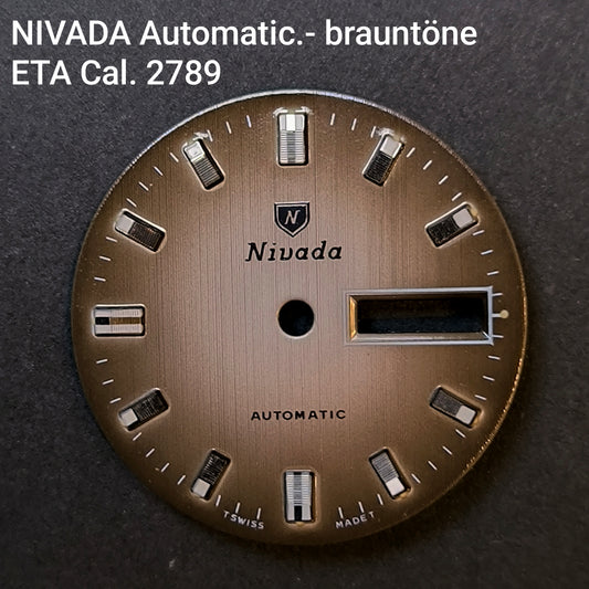 NIVADA AUTOMATIC - ZIFFERBLATT / DIAL - ETA Cal. 2789 - Brauntöne Verlauf ins Dunkle- NOS - Vintage
