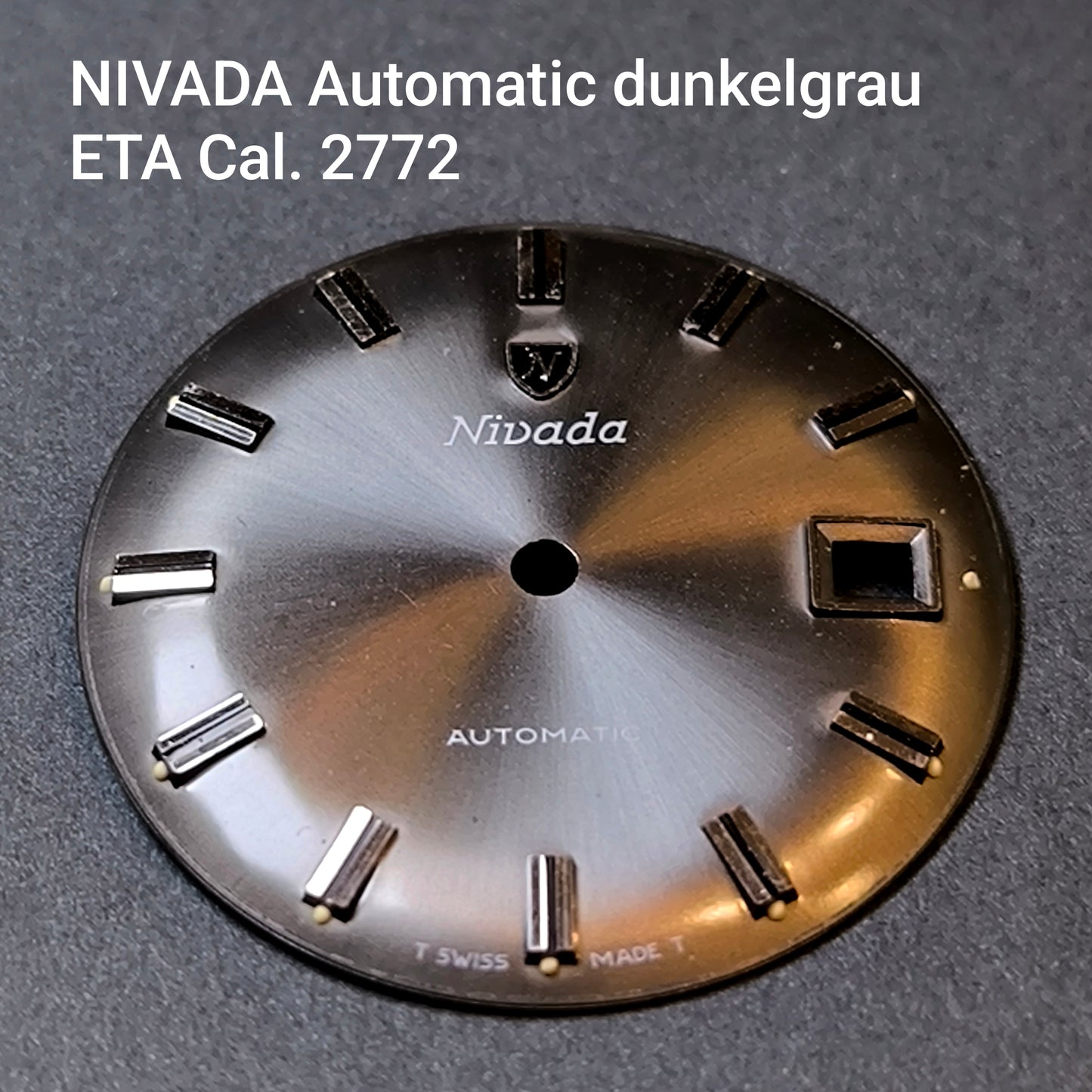 NIVADA AUTOMATIC - ZIFFERBLATT / DIAL - ETA Cal. 2772 - in schwarz/graubraun - NOS - Vintage