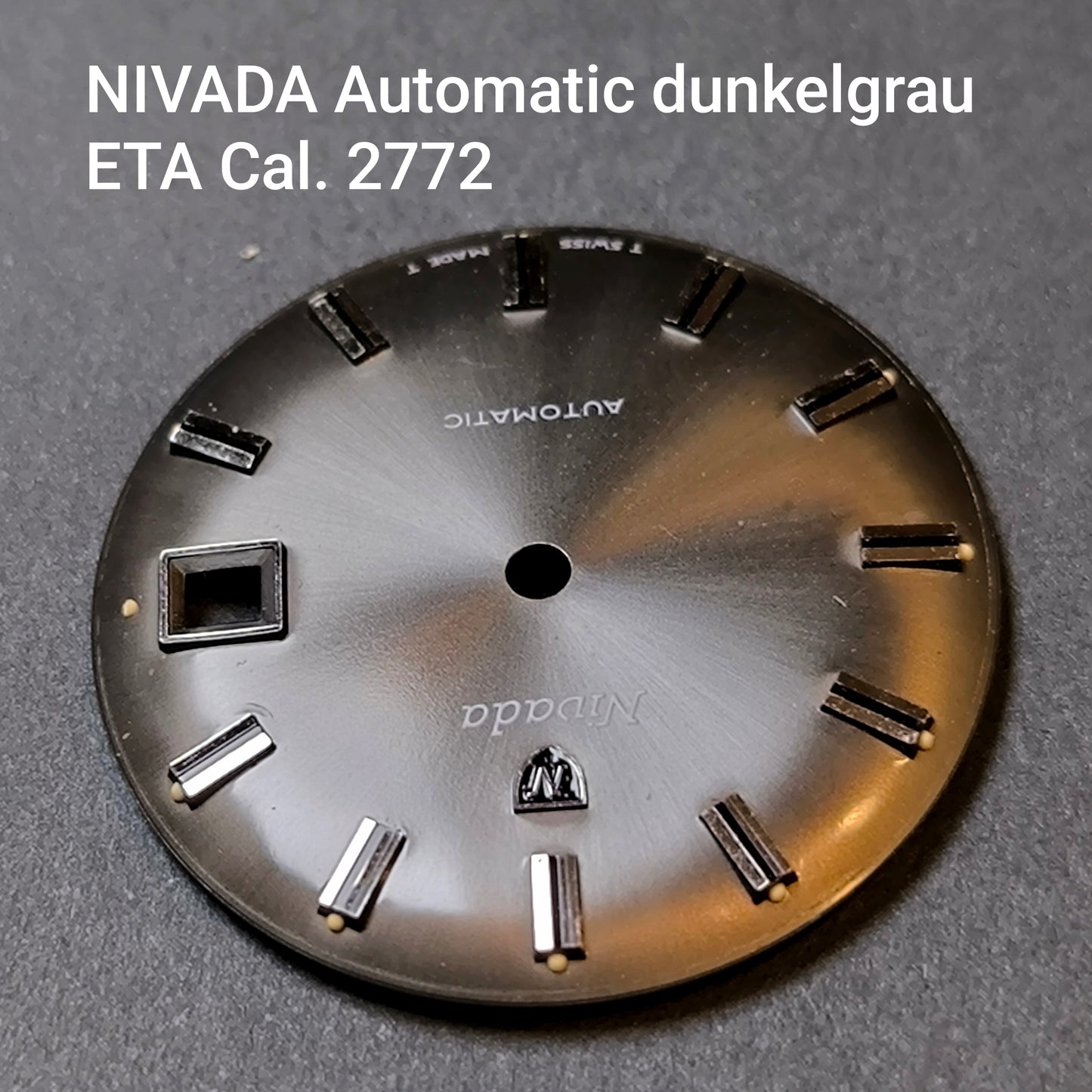 NIVADA AUTOMATIC - ZIFFERBLATT / DIAL - ETA Cal. 2772 - in schwarz/graubraun - NOS - Vintage