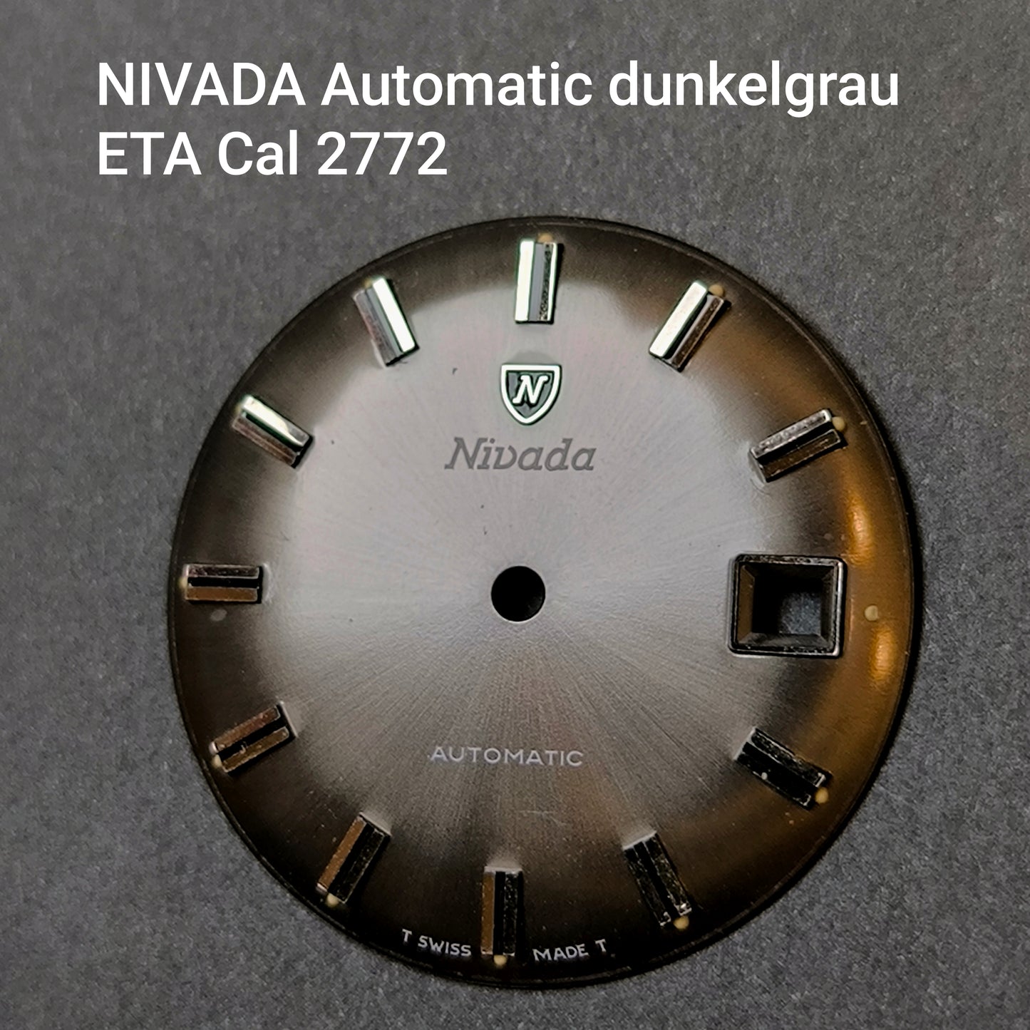 NIVADA AUTOMATIC - ZIFFERBLATT / DIAL - ETA Cal. 2772 - in schwarz/graubraun - NOS - Vintage