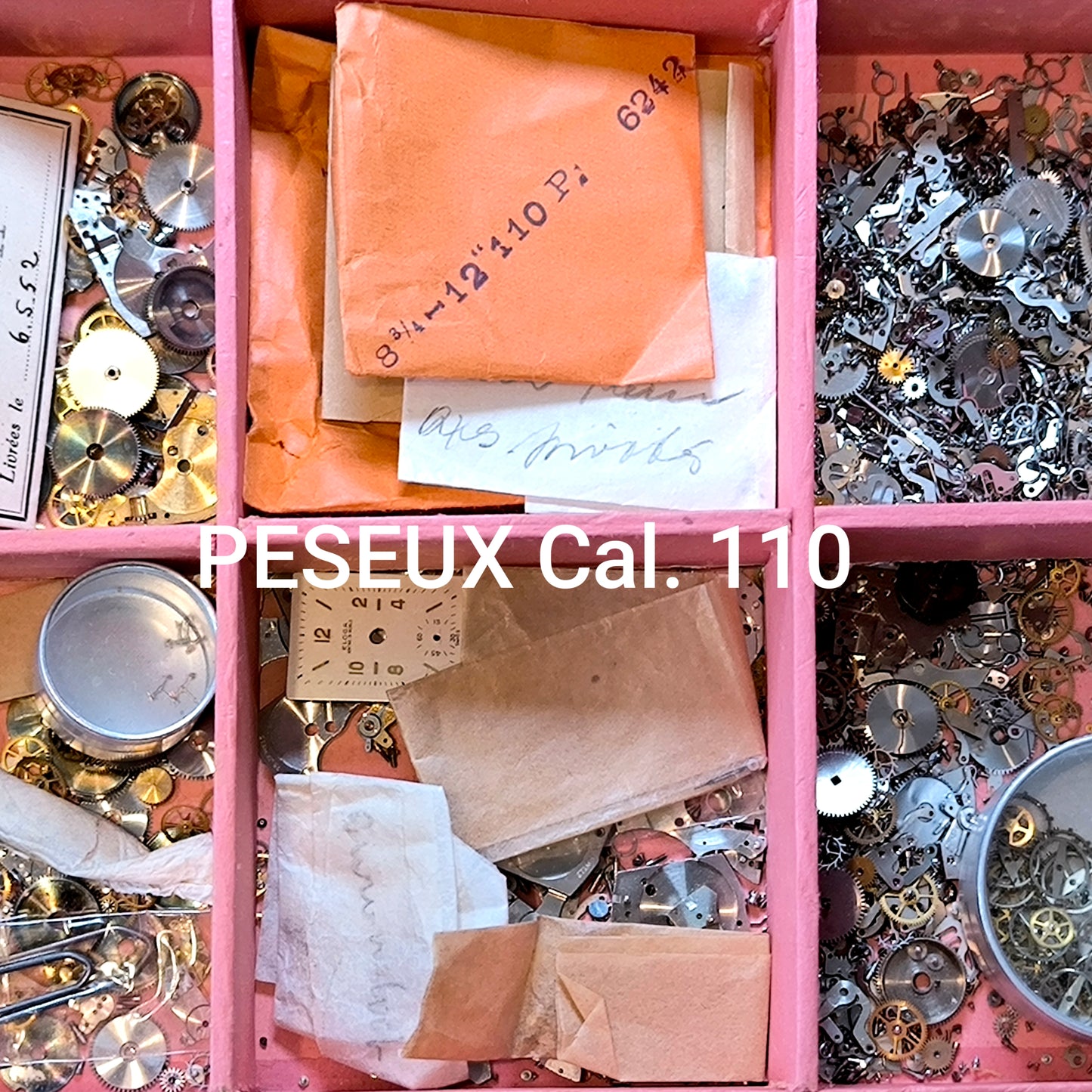 PESEUX Cal. 110 Formwerk 8 3/4 x 12``` - Federhausbrücke / Barrel Bridge - Part. 105 - NOS - Vintage