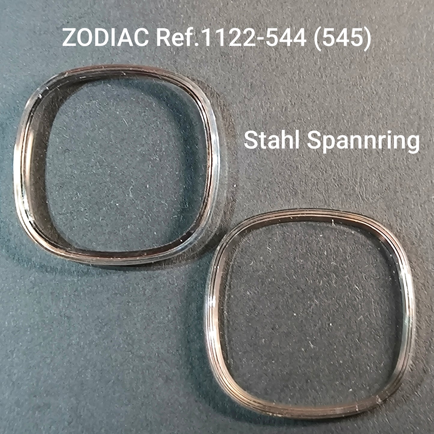 ZODIAC - orig. NOS Uhrglas - Vintage - Ref. 1122-544, ident. = 1122-545 - Stahl Spannring