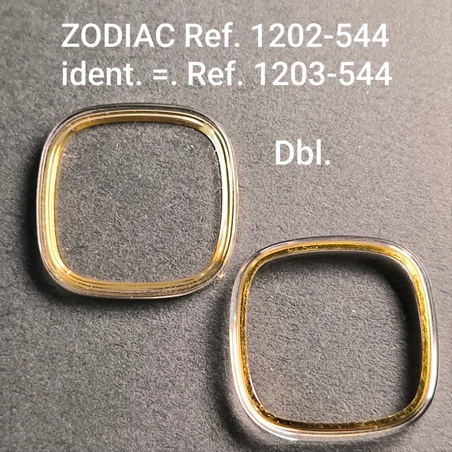 ZODIAC - orig. NOS Uhrglas - Vintage - Ref. 1202-544, ident. = 1203-544 - Dbl Spannring