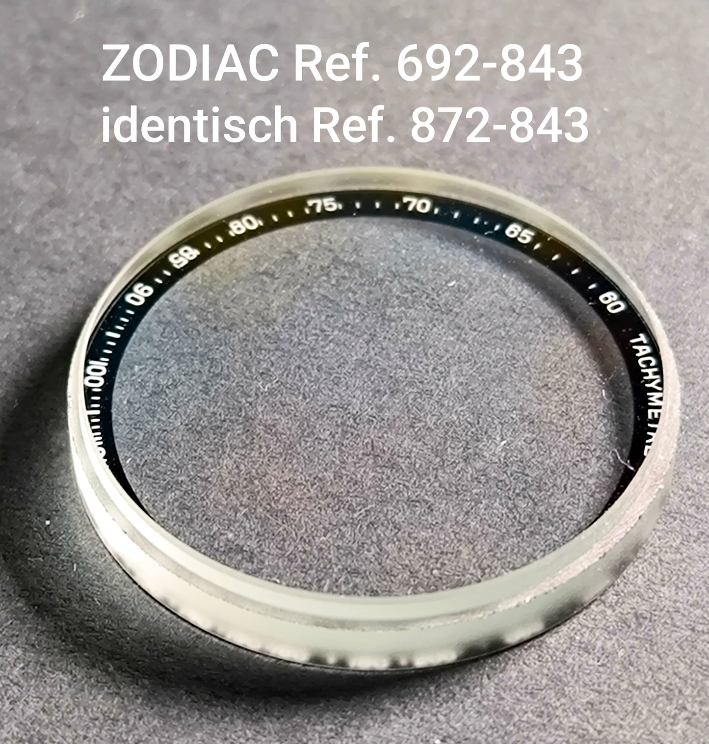 Uhrglas (NOS) für ZODIAC Super Sea Wolf Chronograph - Ref. 692-843 = ident. 872-843 - Vintage