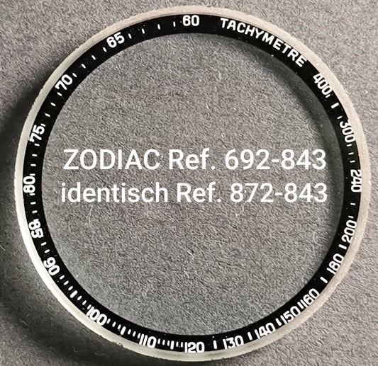 Uhrglas (NOS) für ZODIAC Super Sea Wolf Chronograph - Ref. 692-843 = ident. 872-843 - Vintage
