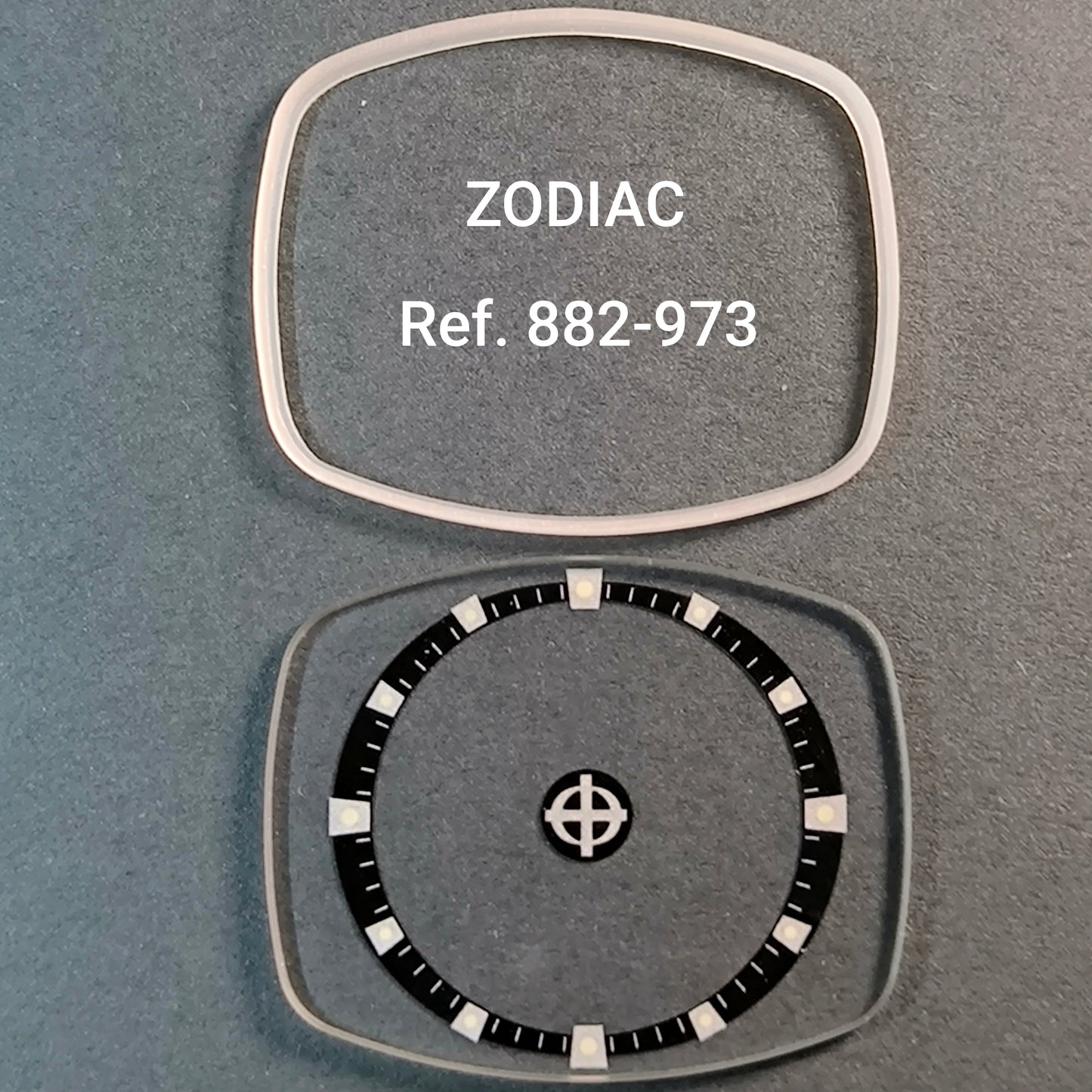 ZODIAC Uhrglas & Dichtungsring - Vintage - NOS - für Astrographic SST - Ref. 882-973