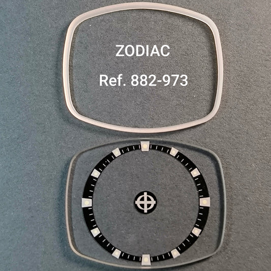ZODIAC Uhrglas & Dichtungsring - Vintage - NOS - für Astrographic SST - Ref. 882-973