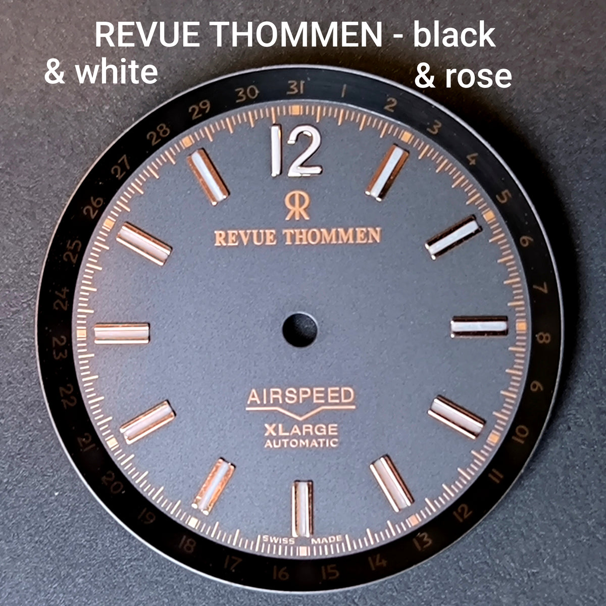 REVUE THOMMEN AIRSPEED XLARGE AUTOMATIC - ZIFFERBLATT / DIAL - für ETA Cal. 2836-2 - NOS - Durchmesser = 33,4mm