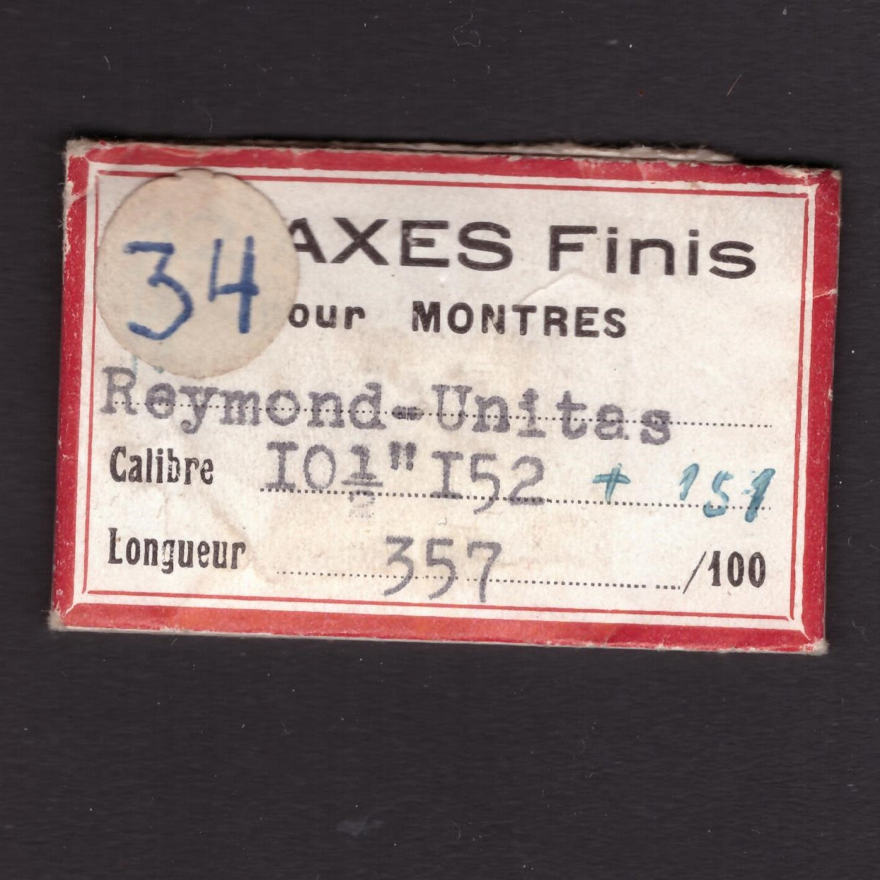 UNITAS - Cal. 151 = ident. Cal. 152 - Unruhwelle / Balance Staff - NOS - Vintage - Part Nr. 723