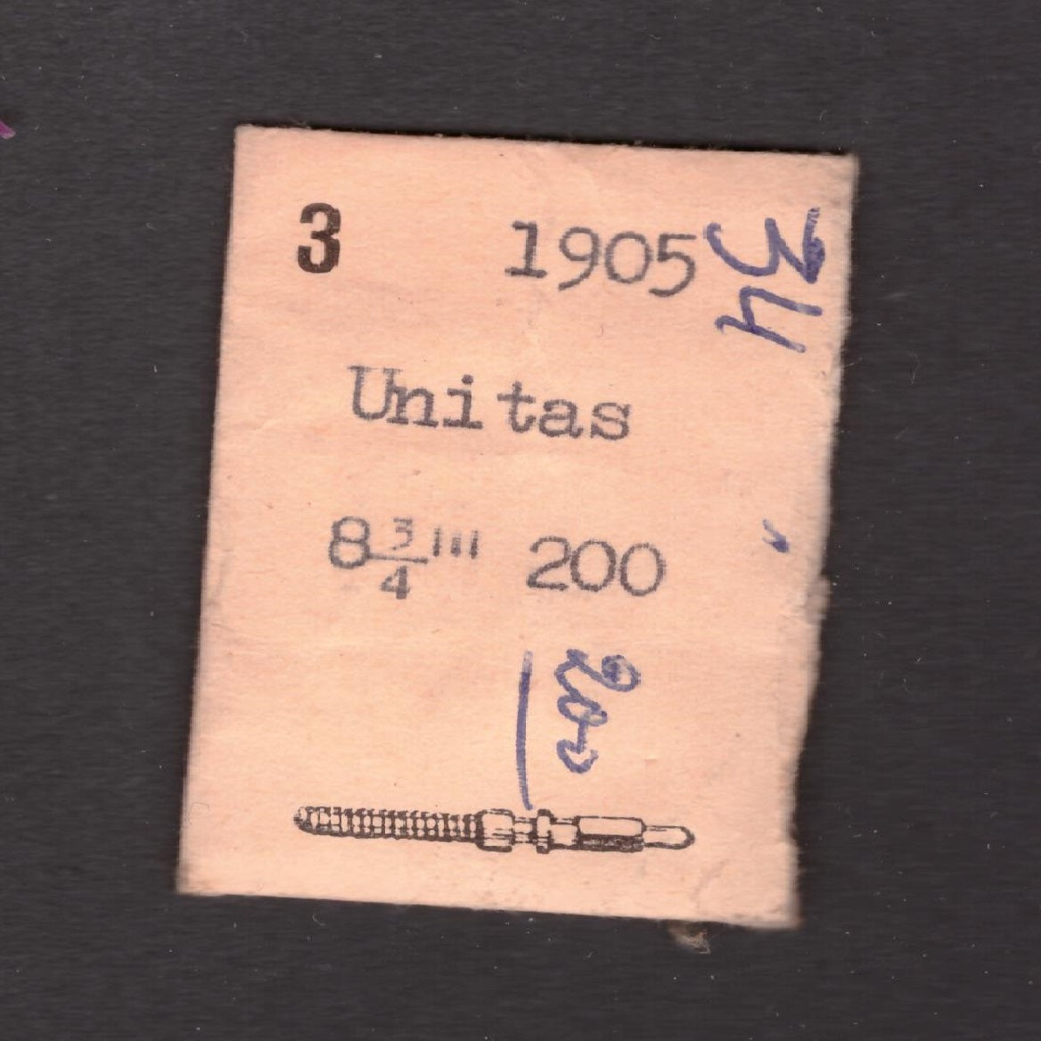 UNITAS - Cal. 200 - Aufzugwelle / Winding Stem - NOS - Vintage - Part Nr. 401