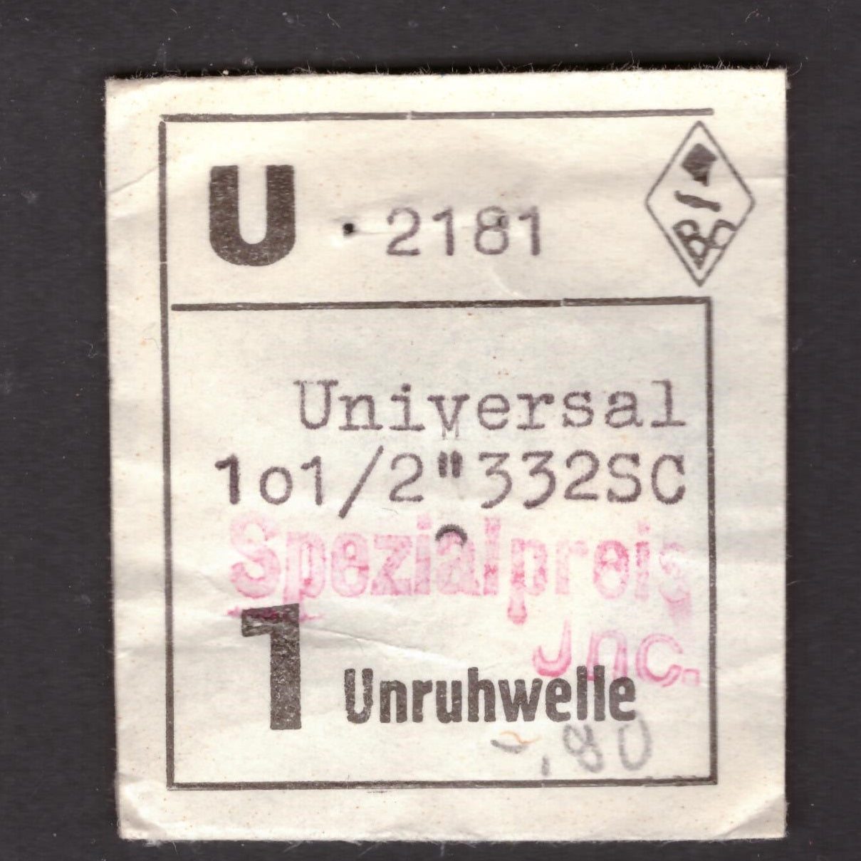 Universal - Cal. 332 S.C. Incabloc - Part. 723 - Unruhwelle / Balance Staff - NOS - Vintage