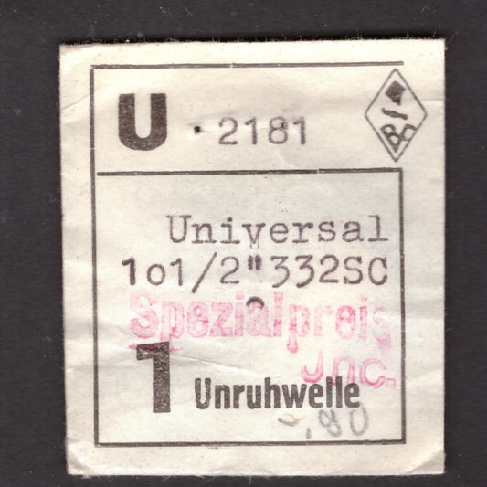 Universal - Cal. 332 S.C. Incabloc - Part. 723 - Unruhwelle / Balance Staff - NOS - Vintage
