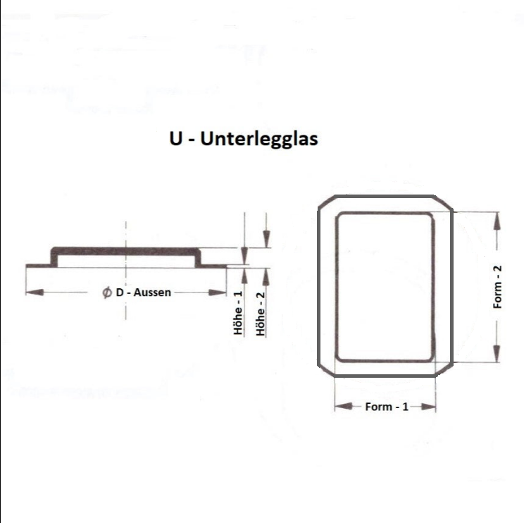 U - Unterlegglas Kunststoff - NOS - Vintage - Durchmesser 299 x 229
