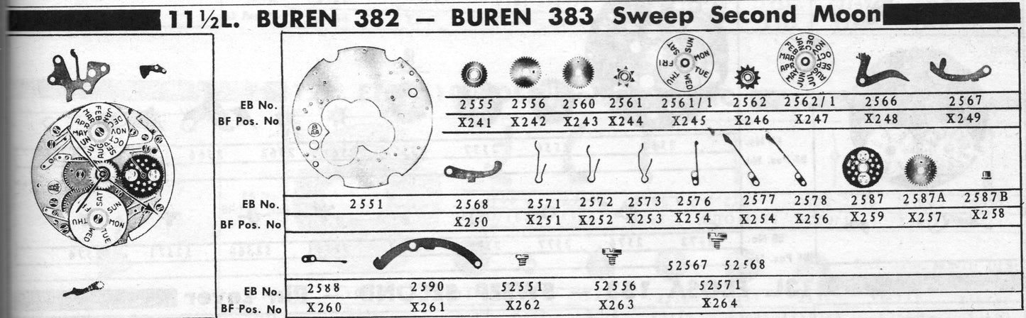 Buren NOS - Cal. 382-383 - Vollkalender - Part. 2588 - Schaltfeder - Spring