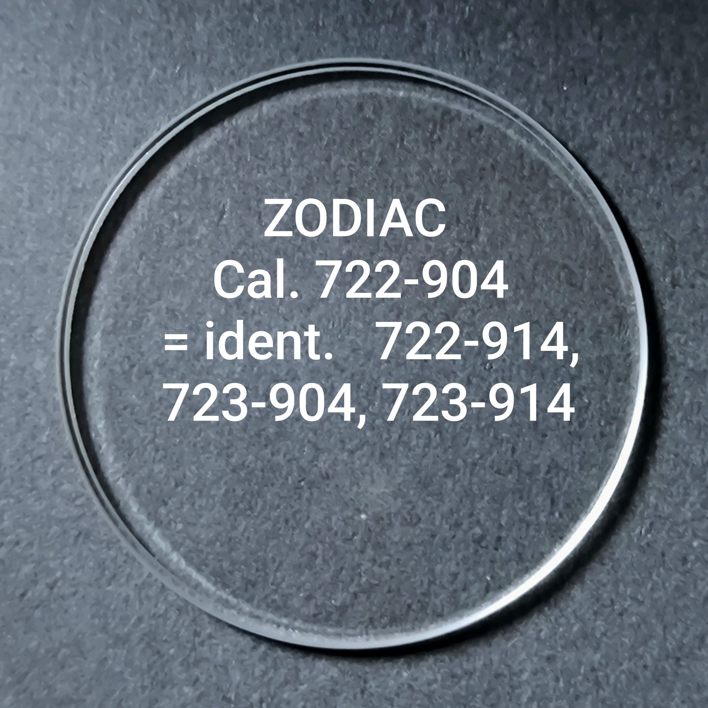 ZODIAC - orig. NOS Mineral Uhrglas - Vintage - Ref. 722-904 = ident. Ref. 722-914, Ref. 723-904, Ref. 723-914