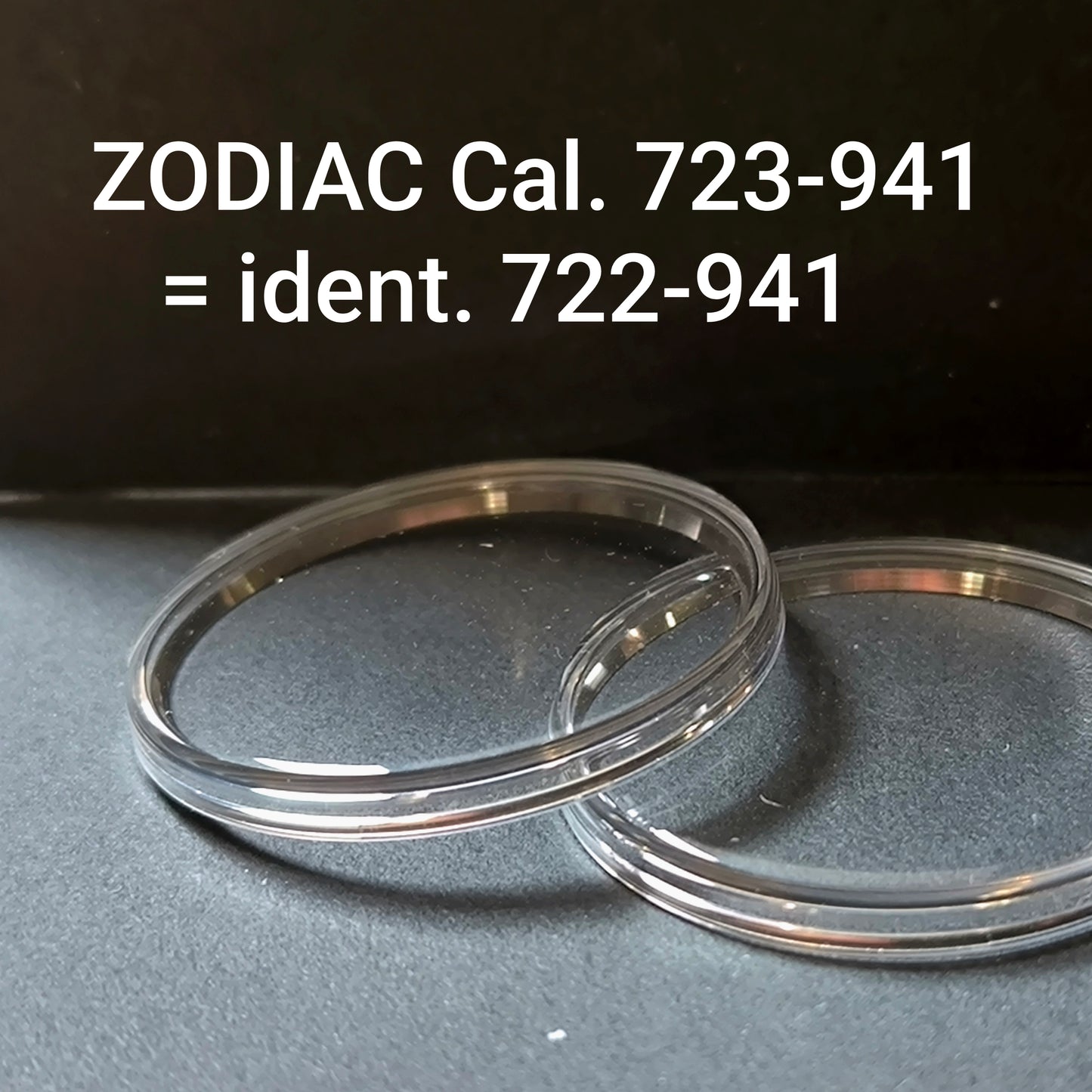 ZODIAC - orig. NOS Uhrglas - Vintage - Ref. 722-941 = ident. Ref. 723-941 - ATC Spannring