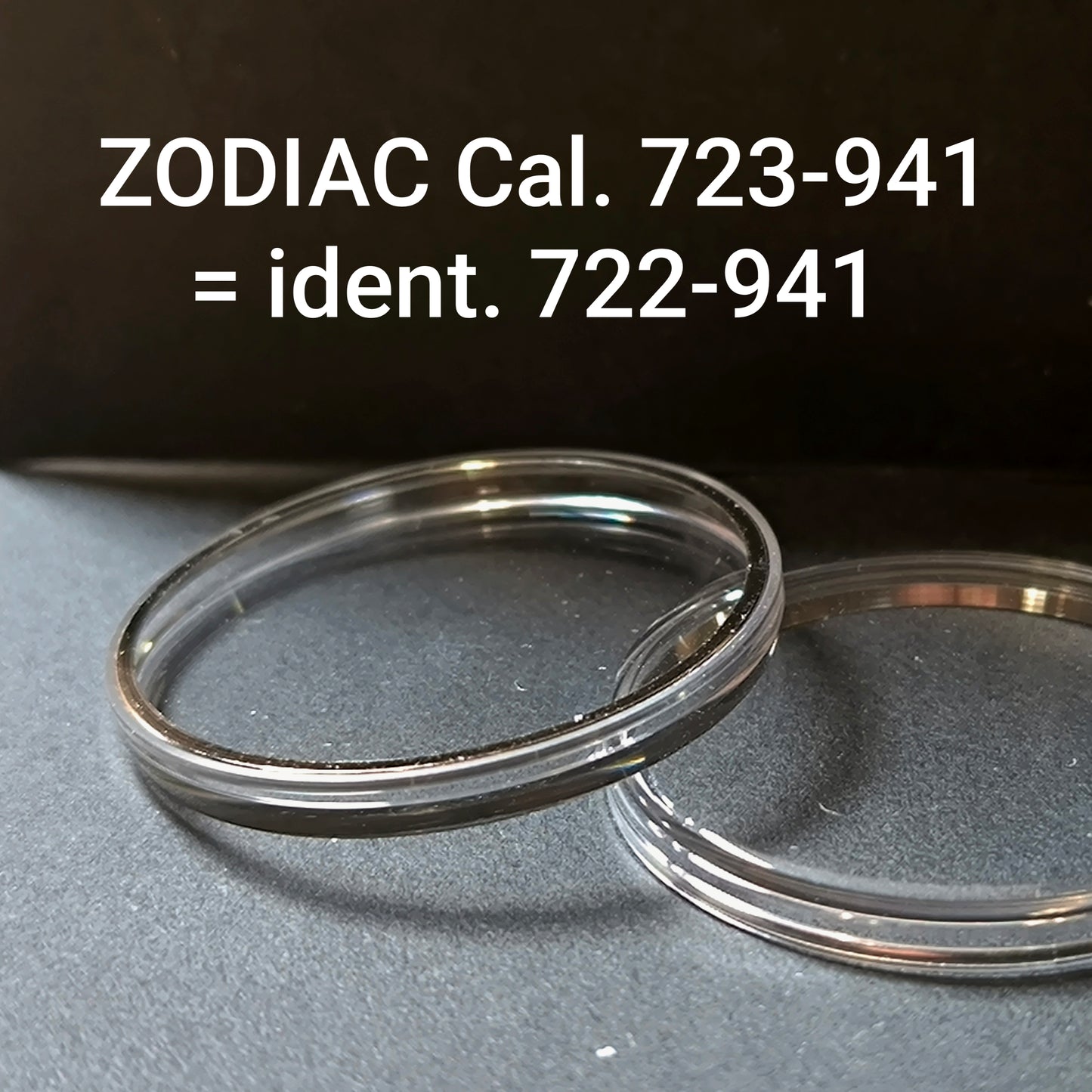 ZODIAC - orig. NOS Uhrglas - Vintage - Ref. 722-941 = ident. Ref. 723-941 - ATC Spannring