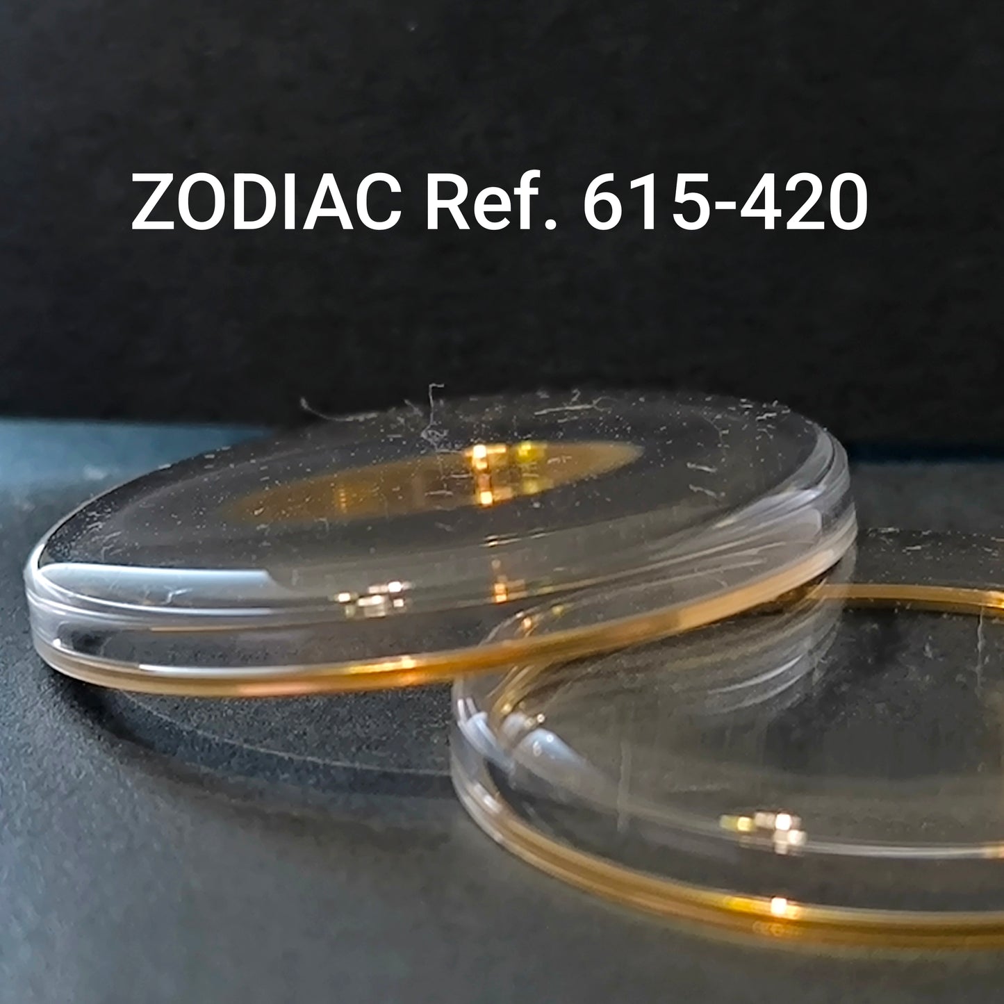 ZODIAC - orig. NOS Uhrglas Sonderform - Vintage - Ref. 615-420 - Dbl revidierten Spannring