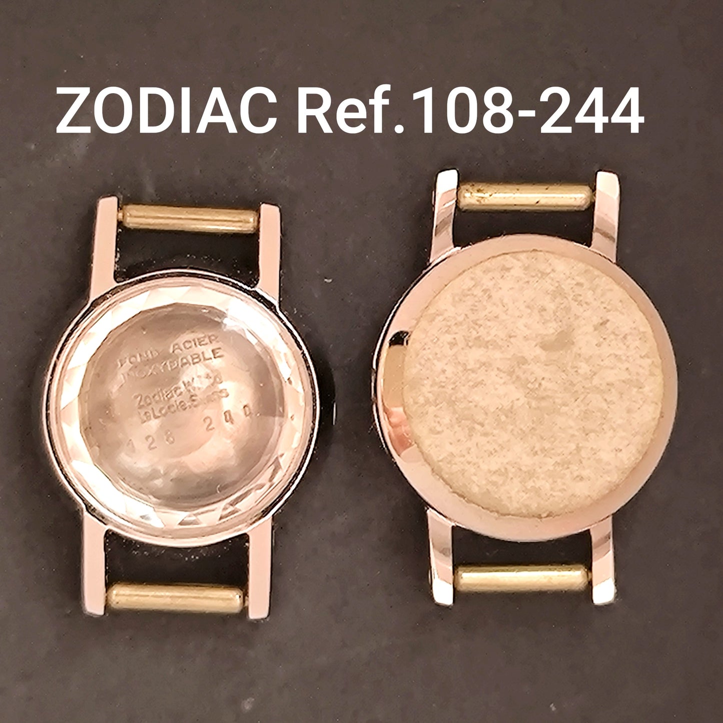 ZODIAC - Vintage NOS - orig. Gehäuse & facettiertes Glas - Stahl - Ref. 108-244