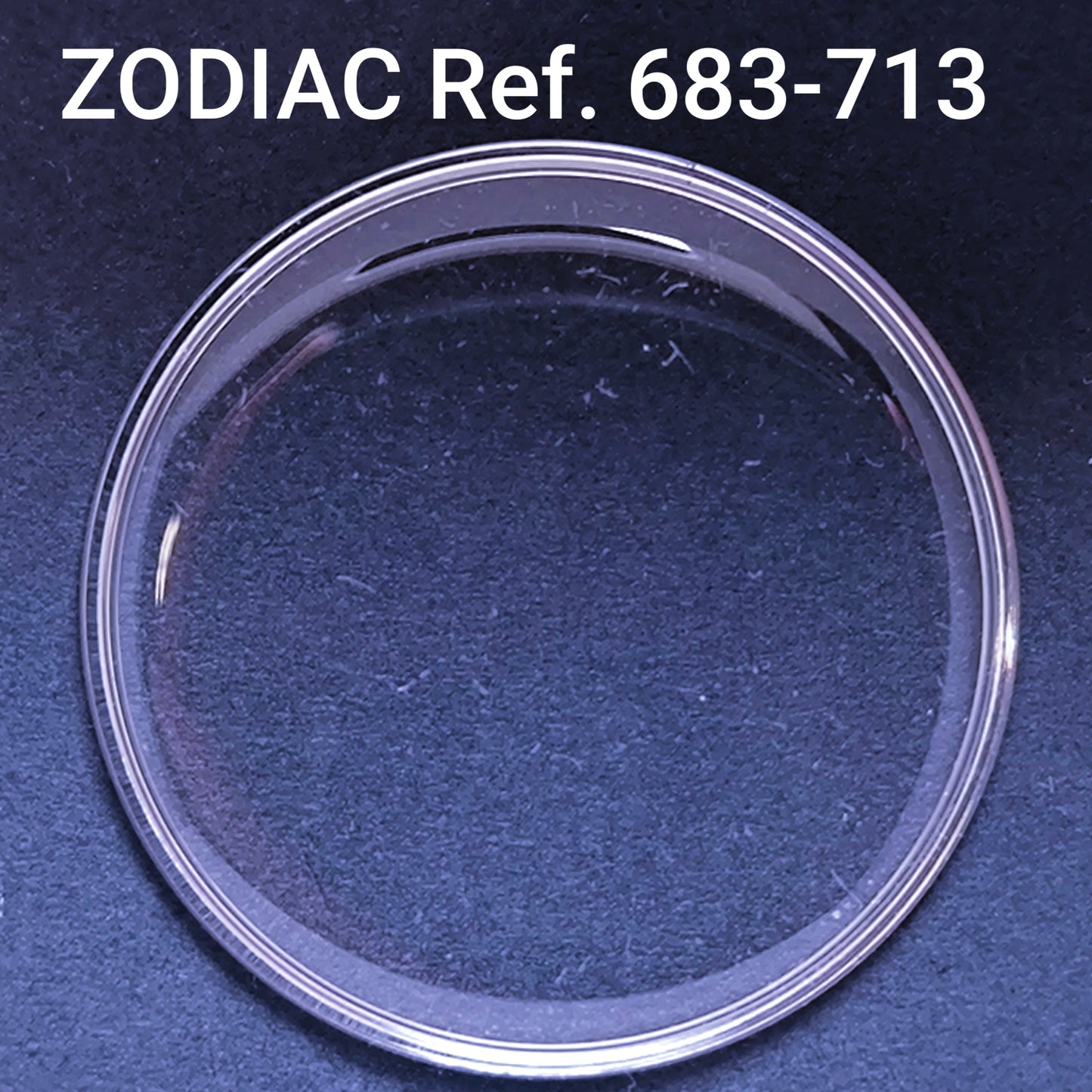ZODIAC - orig. NOS Uhrglas - Vintage - Ref. 683-713 = ident. 683-613 - ATC Spannring