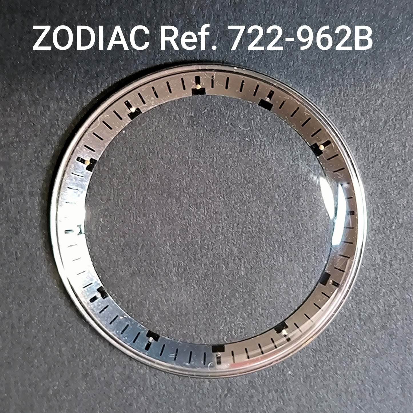 ZODIAC - orig. NOS Uhrglas - Vintage - Ref. 722-962B - mit ATC Spannring breit & bedruckt