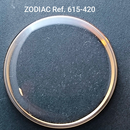 ZODIAC - orig. NOS Uhrglas Sonderform - Vintage - Ref. 615-420 - Dbl revidierten Spannring
